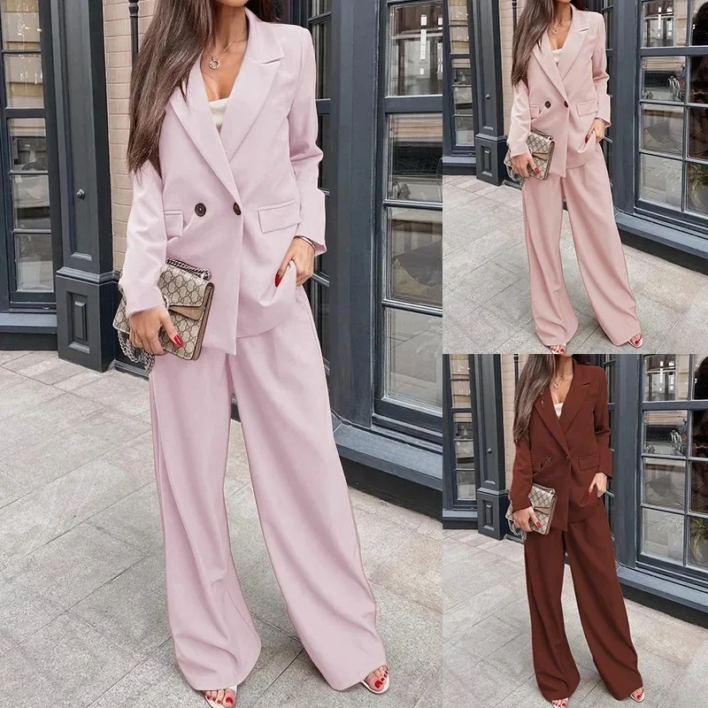 AliExpress - Blazer pantalon imbibé pour femme, manteau femme rose imbibé, petit ensemble coréen, bureau, printemps, automne, nouveau, 2 pièces