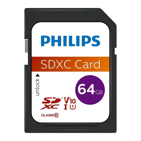 Philips 64 GB SDXC klasse 10 minnekort / SDXC-kort / SD-minnekort for kamera og datamaskin