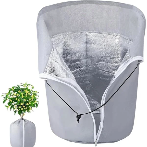 [RM] Plant Protection for Winter – Frost Protection with Drawstring and Zipper for Outdoor Plants, Fruit Trees, and Potted Plants Grey