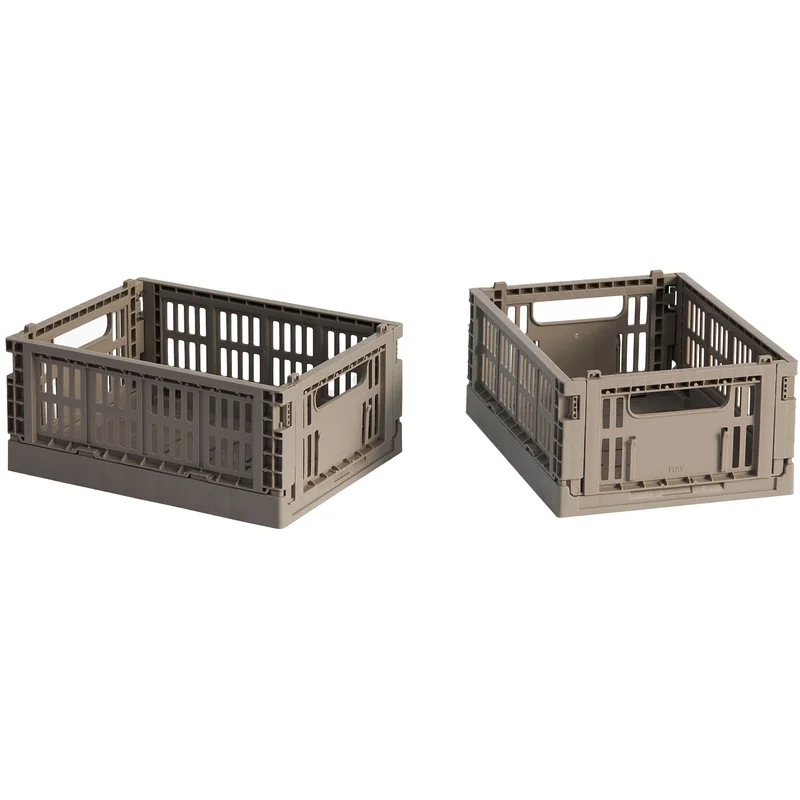 HAY Colour Crate Mini Opbevaringskasse, warm grey, 2 stk. | KitchenOne