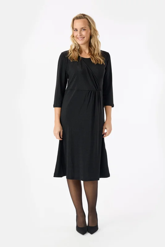 BRANDTEX - 3/4 Ærmet Kjole - Sort - Glimmer