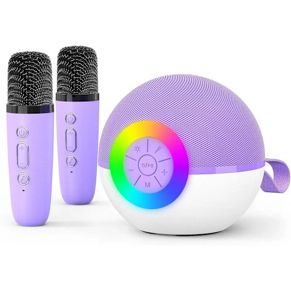 Mini karaokemaskin høyttaler – Bærbar Bluetooth mikrofon sang leketøy med LED-lys – Passer for gutter og jenter fra 3 år og oppover