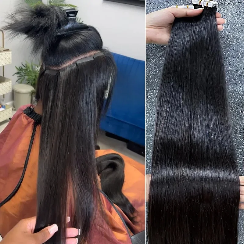 AliExpress - Tape in Hair Extensions Natural Human Hair Brazilian Origina Hair 100% Real Human Hair Extensions 20 Pcs Straight for Women