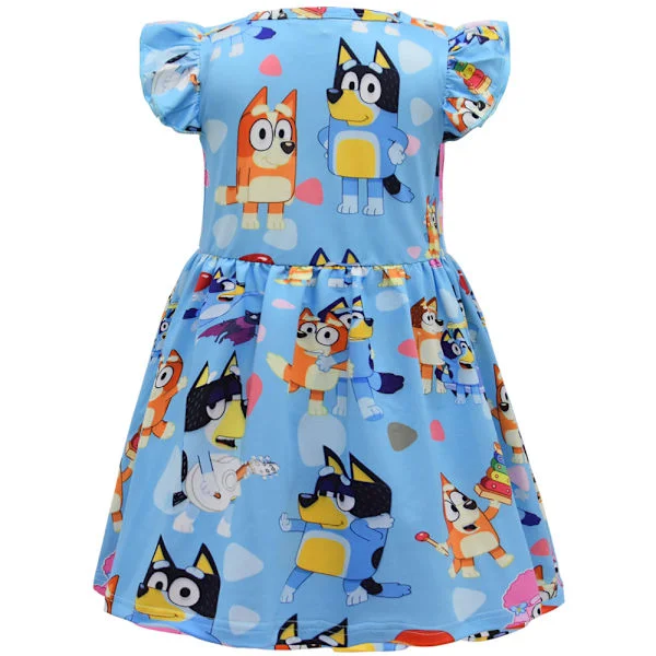 Lasten Tyttöjen Bluey Koira Ystävät Puku Mekko Pliseerattu Hame Prinsessa Juhlat Sininen Sininen{BT} Sininen 110cm