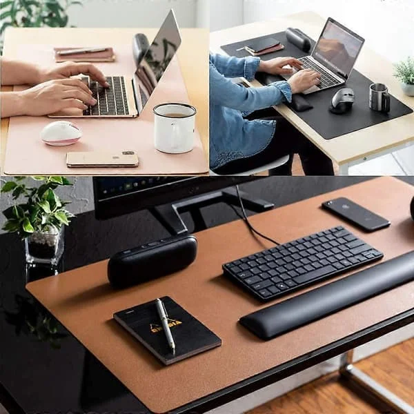 Skrivbordsunderlägg i Läder, Musmatta, Kontorsskrivbordsmatta, Halkfri Skrivbordsunderlägg i PU-läder, Skrivbordsunderlägg för Laptop, Vattentätt 