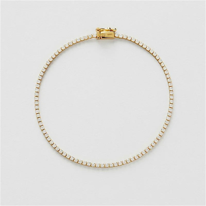 Tennis Armbånd (S) 17,5 cm - 18K GULLBELAGT STERLINGSØLV
