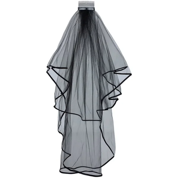 Ligbrudeslør til Ligbrud Sort Slør Ligbrud Kostume Halloween Tilbehør - Sorte Slør Brude Gotisk Tilbehør Halloween Brude Tilbehør
