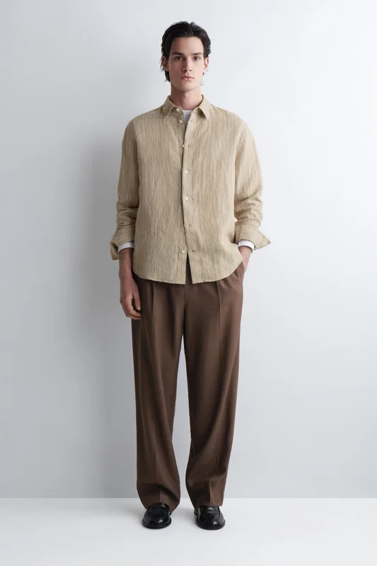 COS Relaxed Linen Shirt in Beige - Men