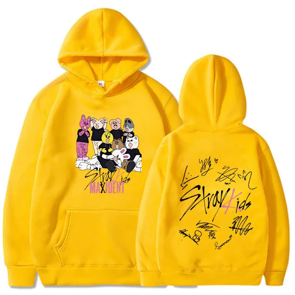Stray Kids hettegensere Hip-Hop gensere for menn og kvinner Gul MM Gul