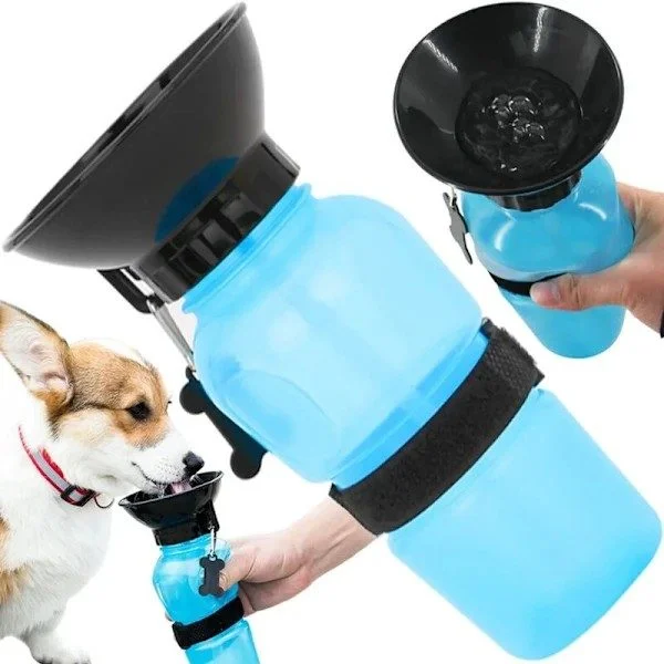 Hund Reise Vannflaske Hund Vannflaske Bærbar Vannflaske 500ml Kjæledyr Reiseflaske Katt og Hund Vanndispenser Vann Blå Retoo