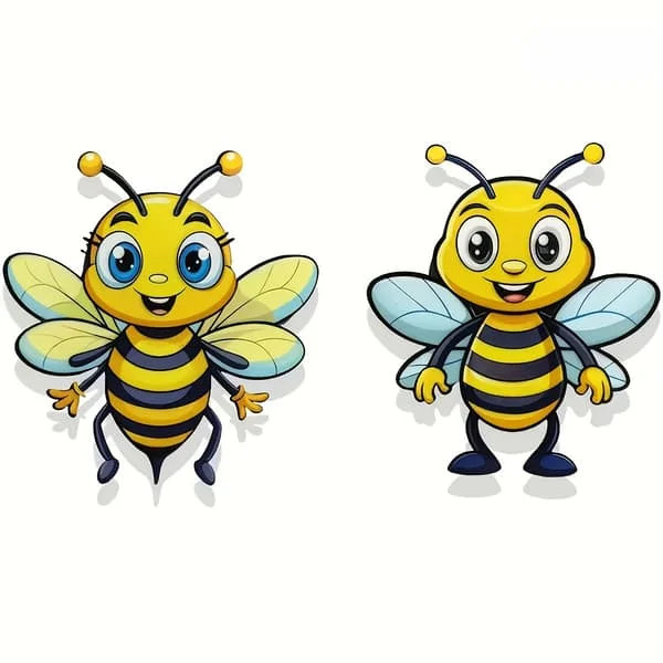 Metal Bee Outdoor Wall Decor - 2 Pcs Iron Garden Bee Statues - Detailed Wings Antennae for Fence Terr