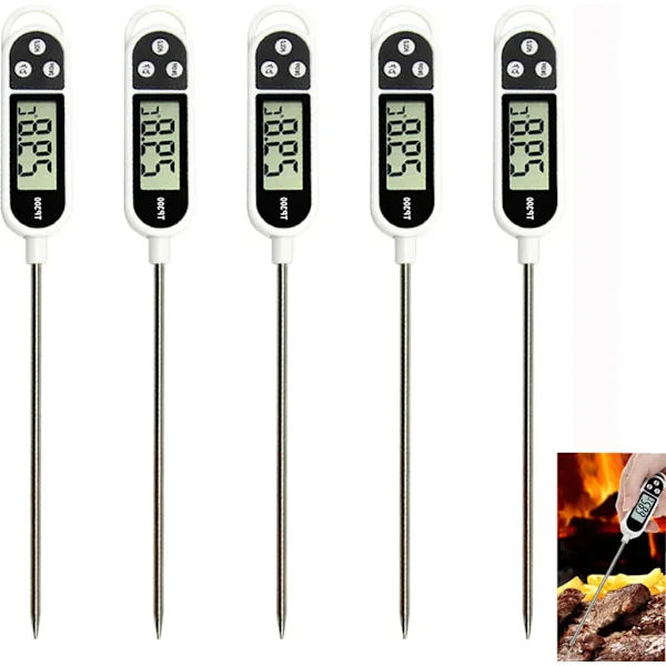 Set of 5 Digital Thermometers, Roasting Thermometer, Meat Thermometer, LCD Grill BBQ Meat, Grill Thermometer