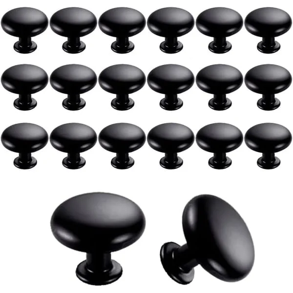 20 st dörrknoppar lådknoppar 30 mm vintage handtag skåp skåpknoppar för köksskåp (svart)