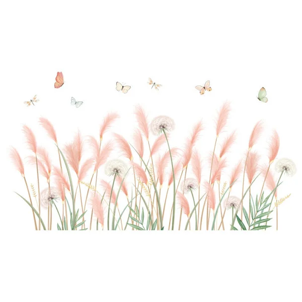 Reed Flower Maskros Sängkjol Klistermärke Hem Sovrumsdekoration Färsk Heminredning Bakgrund Väggklistermärken