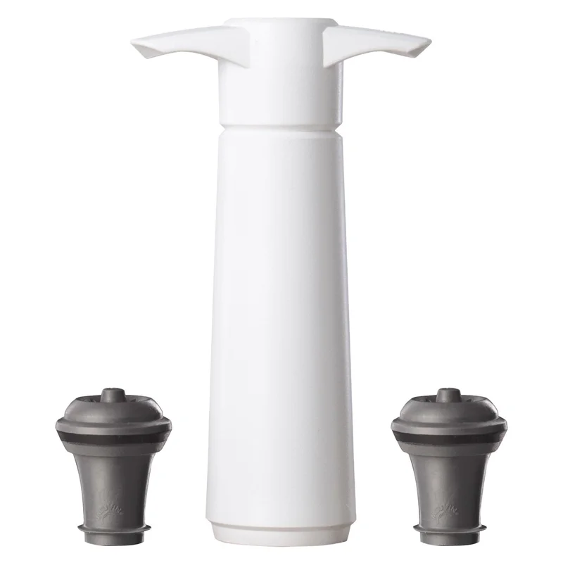 Vacu vin Wine Saver inkl. 2 stk. drypstoppere i gaveæske - Hvid | KitchenOne