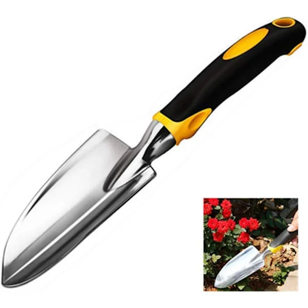 Trädgårdsspade, murslev och handspade med mjukt gummi, halkfritt handtag för omplantering, ogräsbekämpning, flyttning och smidig grävning och 