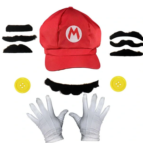 Super Mario Hat 2 White Gloves 7 Beard 2 (M: Medium child's head circumference 54 - 56cm)_tfrf