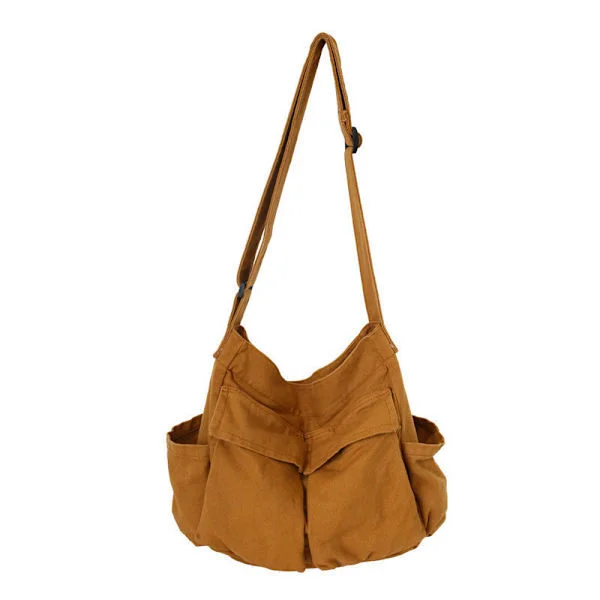 Single Shoulder Bag in One Piece - Canvas Messenger Bag - 40*15*34cm - Unisex Shoulder Bag - Brown