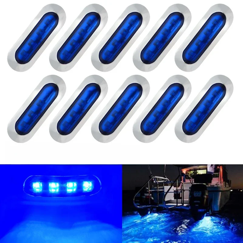 AliExpress - 10 pièces bateau marin étanche 12V 24V 4 lampe à LED cabine pont courtoisie lumière arrière arrière panne lumières bleu pour petit bateau