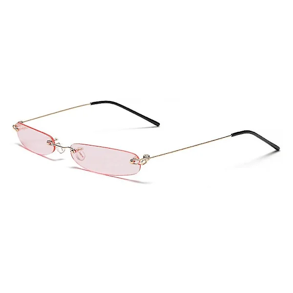 2023 Nye slanke solbriller til mænd rammeløse sommer røde blå sorte rektangulære solbriller til kvinder lille ansigt hot salg. 8 guld rosa.