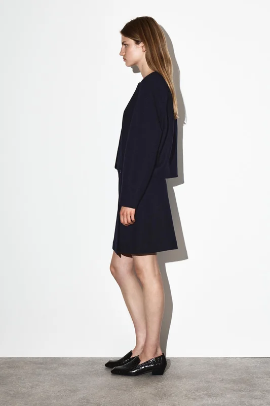 COS Women's Boiled Merino Wool Mini Skirt in Blue