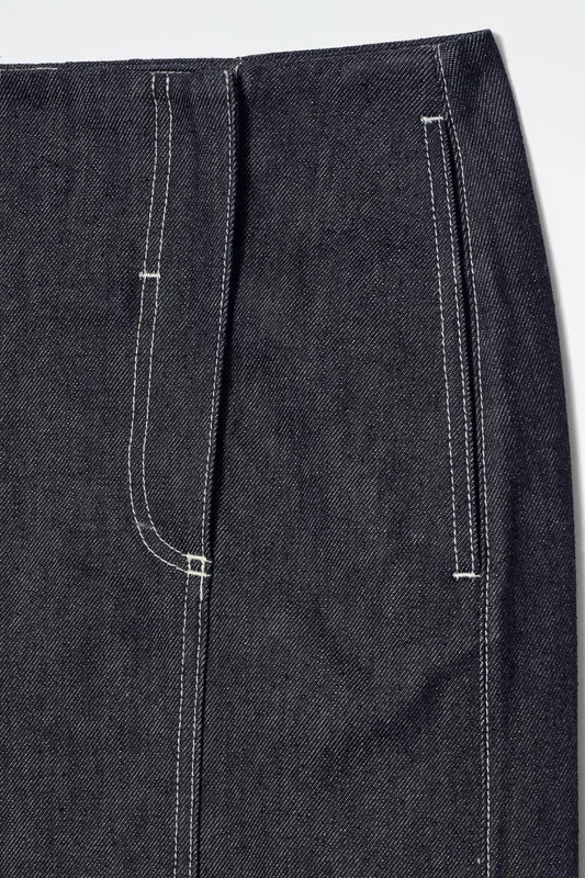 COS Women's Gonna Midi Dritta In Denim in Blu