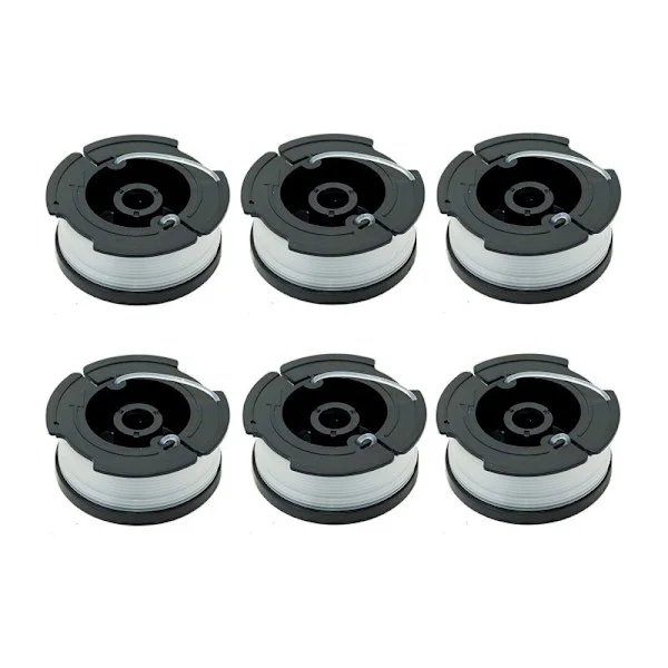 6-pakning trådspoler for Black & Decker gresstrimmer Svart