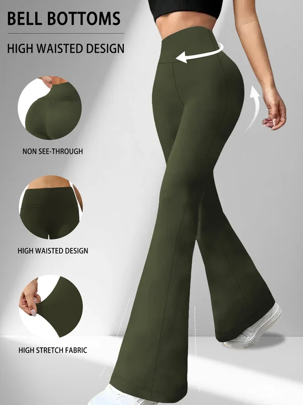 AliExpress - Superweiche Schlaghose für Damen, hochtailliert, mit Bauchkontrolle, für Workout, Yoga, Push-up, Fitness, lange Leggings, Schlaghose