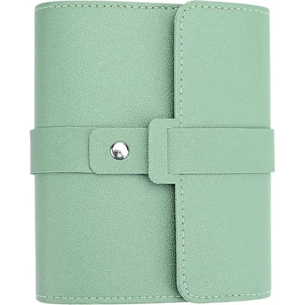 Earring Book, Earring Box, Earring Storage Organizer, Jewelry Rolls for Travel, Travel Jewelry Organizer, Smooth PU Leather, Green