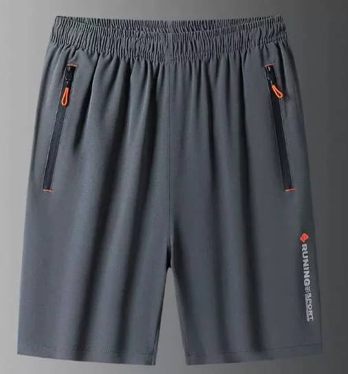 [LCS] Træningsshorts til mænd med lynlåslommer, vaskbare, meget strækbare bukser til fitness og træning - Xin Grå