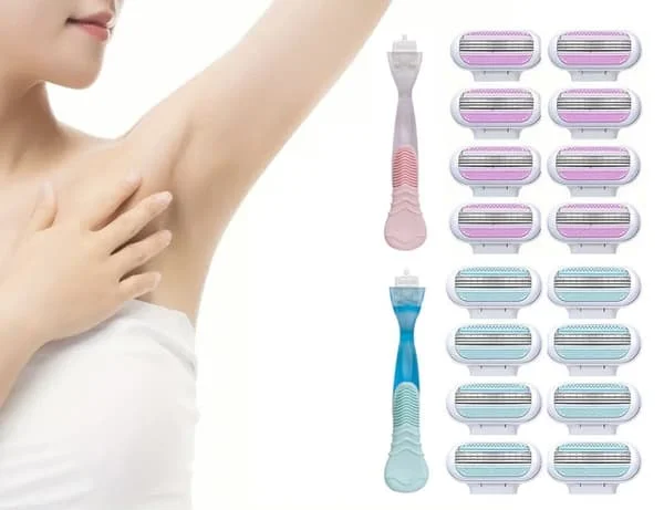 Barbersæt til Kvinder - Håndtag og 8 Barberblade, Kompatibel med Gillette Venus
