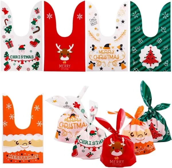 Pieces Christmas Bags, Candy Bags Gift Bags Cookie Bags Christmas Gift Wrapping (5 Styles)
