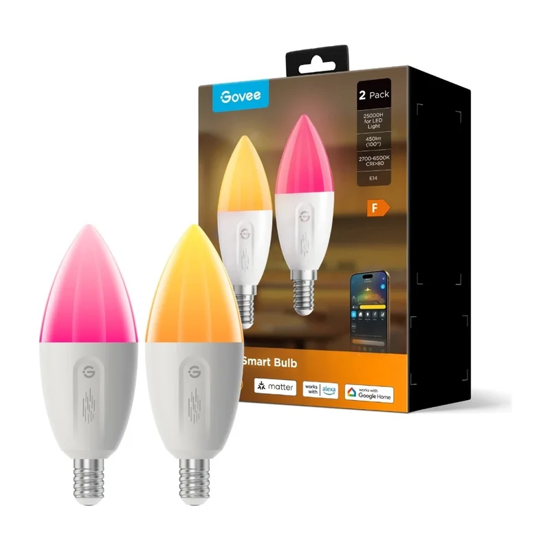Govee Govee RGBWW Smart LED Bulb E14 (2Pack) - Smart LED-lampa E14 med röststyrning
