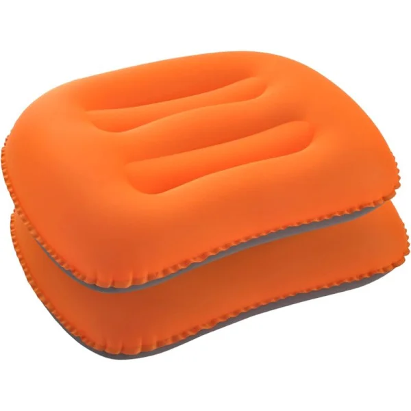Inflatable Camping Pillows Orange Set of 2 Compact and Ultralight Beach Pillows for Travel, Hiking and Mountaineering