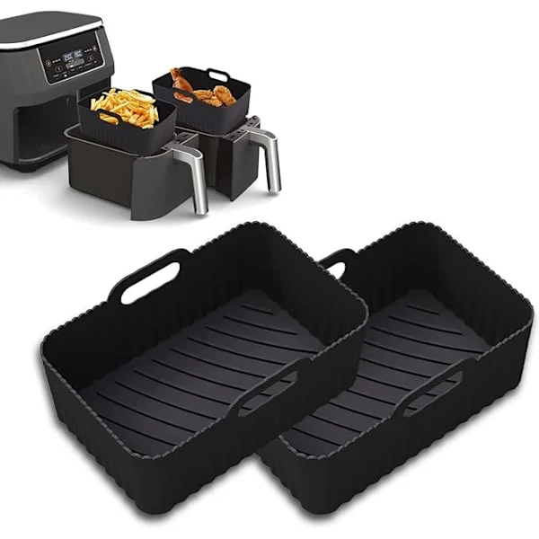 2-pakning silikon airfryer-innlegg for Ninja Dual Air Fryer, gjenbrukbare airfryer-innlegg, airfryer-tilbehør for Ninja Af300uk Af400uk mikrobølgeovn