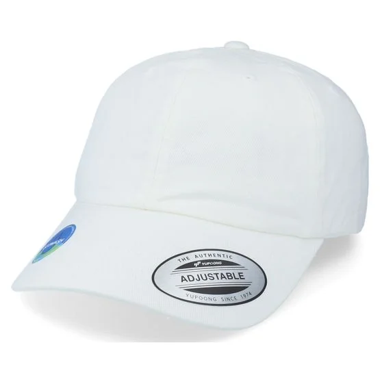 Yupoong - White unconstructed Caps - White Ecowash Dad Cap @ Hatstore
