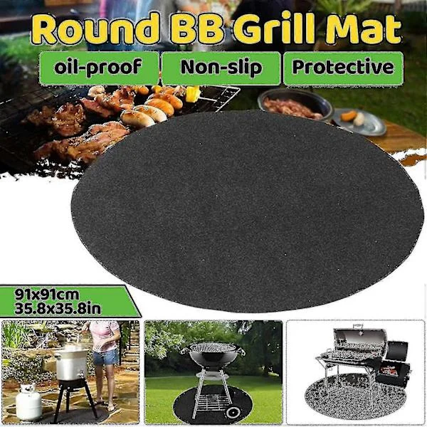 Pyöreä palokuoppamatto terassille, grillin roiskematto, palonkestävä matto lämmönkestävä, grillin alla oleva lattiamatto suojaava matto takapihalle, 