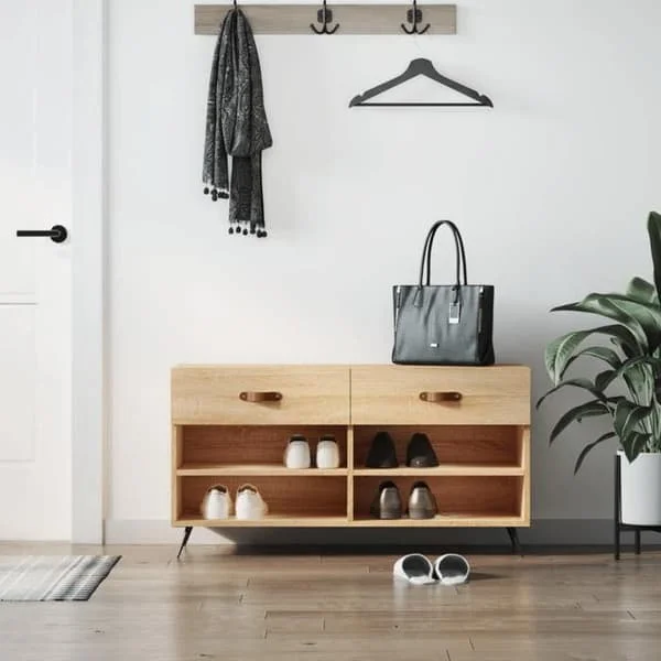 vidaXL Skobänk, Skoskåp med 4 hyllor och fötter, Skoskåp med 2 lådor Vardagsrum, Modern, 829711