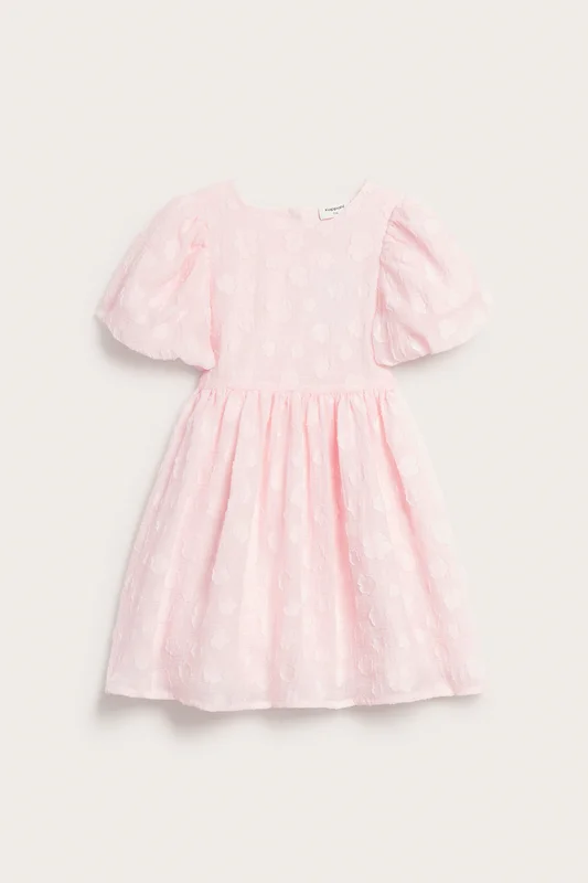 Kappahl | Kjole i organza med puffermer Lyserosa 110 | Barn