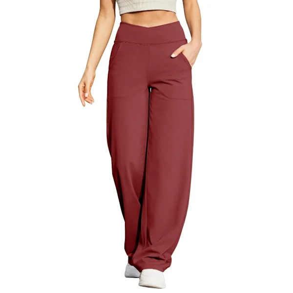 Dam vida ben dressbyxor stretch hög midja yogabyxor avslappnade byxor fickor