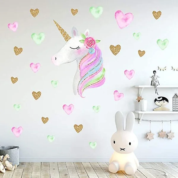 Hot 2025 Cute Cartoon Unicorn Star Heart Wall Stickers Wallpaper DIY Vinyl Home Wall Decals Kids Living Room Bedroom Girls Room Decor