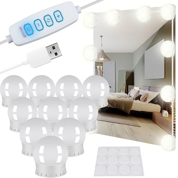 【BEMS】LED-lampor kompatibla med sminkspegel sminkbord - Fäst runt spegeln