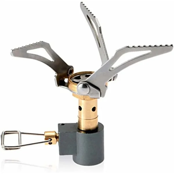 Mini lomme titaniumlegering camping komfur, overlevelseskomfur udendørs mini komfur foldbar camping gaskomfur sølv til picnic camping