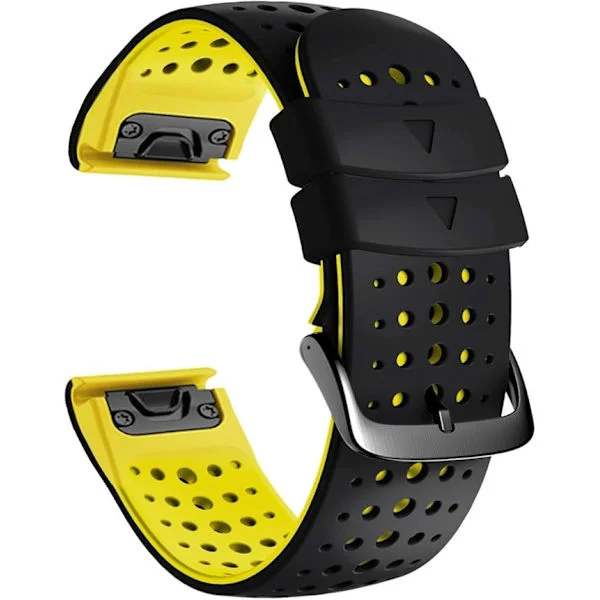 Quickfit 26mm Silikon Mjuk Sport Vattentät Andningsbar Armband för Garmin Fenix 5X Plus, Fenix 6X Pro/Sapphire, Enduro, Tactix Bravo (D)