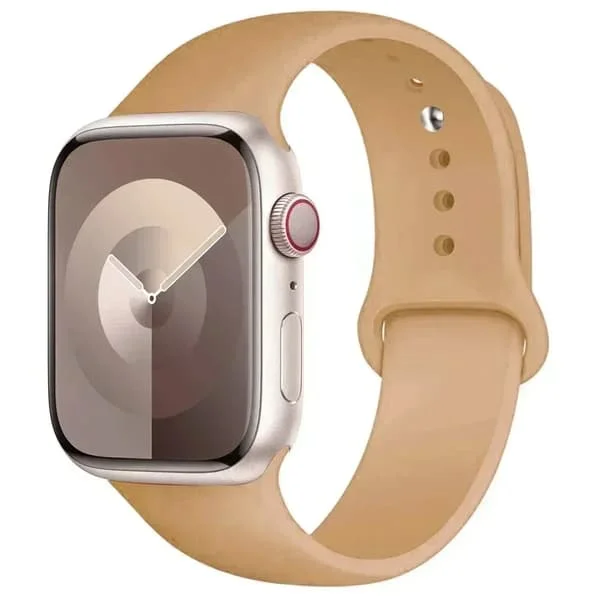 Original Silikonarmband kompatibelt med Apple Watch Band 44mm 38-40 42-46 41-45 46MM 49 mm Armband iwatch Serie 10 9 7 4 5 6 8 SE Ultra 2 3 Walnut