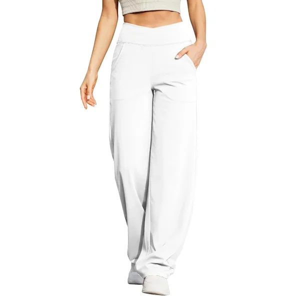 Dam vida ben dressbyxor stretch hög midja yogabyxor avslappnade byxor fickor