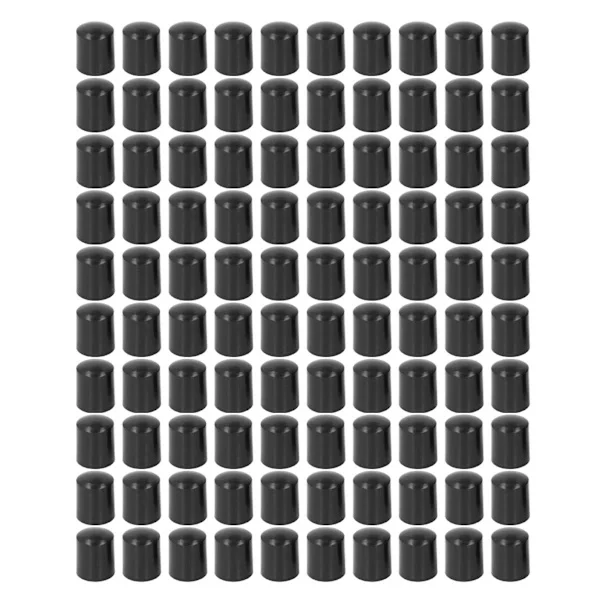 Pakke med 100 endestykker til elektrisk gjerde, runde vanntette plasthetter for høyspent puls elektroniske gjerdesystemer, svart, 5 mm