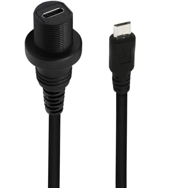 90 Graders Rettvinklet Micro USB 5P Hann til USB 3.1 Type-C Hunn Konverteringsadapter Kabel Dataoverføring 30cm