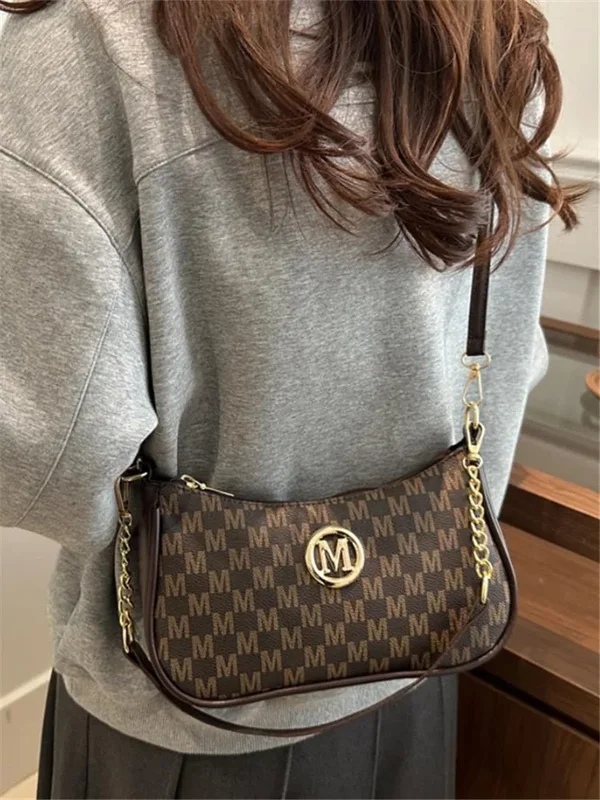 AliExpress - Vintage Style Handbag Crossbody Bag, Gold Letter 'M' Design Pu Leather Shoulder Messenger Bag, Synthetic Leather Tote Bag, Purse