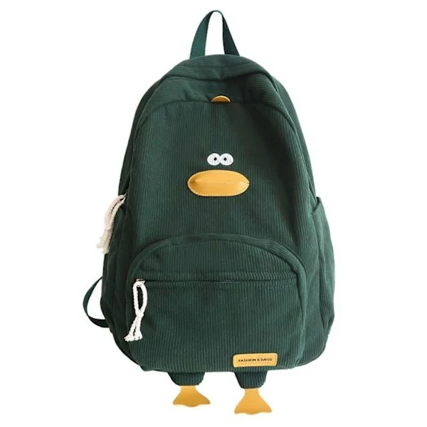 Cute Duck Backpack for Kids, Large Capacity School Bag, Cartoon Animal Backpack for Boys and Girls, Travel Backpack Green